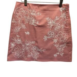 GORGEOUS Loft Women Pencil Skirt Embroidered Cotton Coquette Old Money Size 6